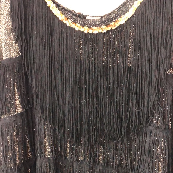unbranded Dresses & Skirts - Flapper Girl Dress Roaring 20’s Halloween Costume Metallic Fringe Black One Size